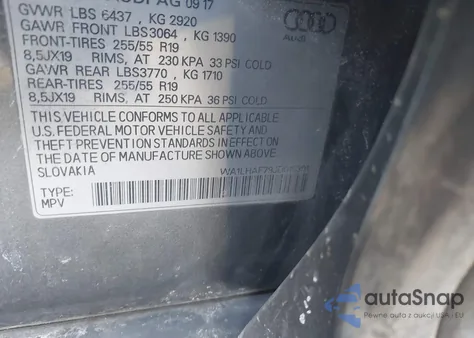 2018 Audi Q7 2.0T Premium z USA, uszkodzony, nr VIN WA1LHAF79JD015391